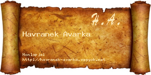 Havranek Avarka névjegykártya